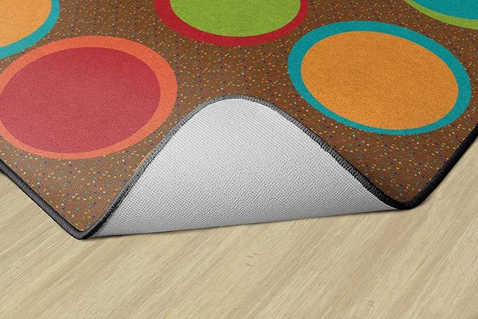 Flagship Carpets Sitting Spots Seating Rectangle Area Rug for Children's Classroom or Kids Playroom, and Home Learning Carpet, Seats 20, 6' x 8'4, Brown