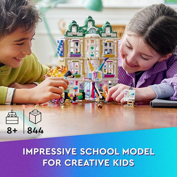 LEGO Friends Emma's Art School House Set 41711, Creative Arts & Crafts Toy with 3 Mini-Dolls, Accessories and DOTS Decor, Birthday Gift Idea for Kids 8-12 Years Old