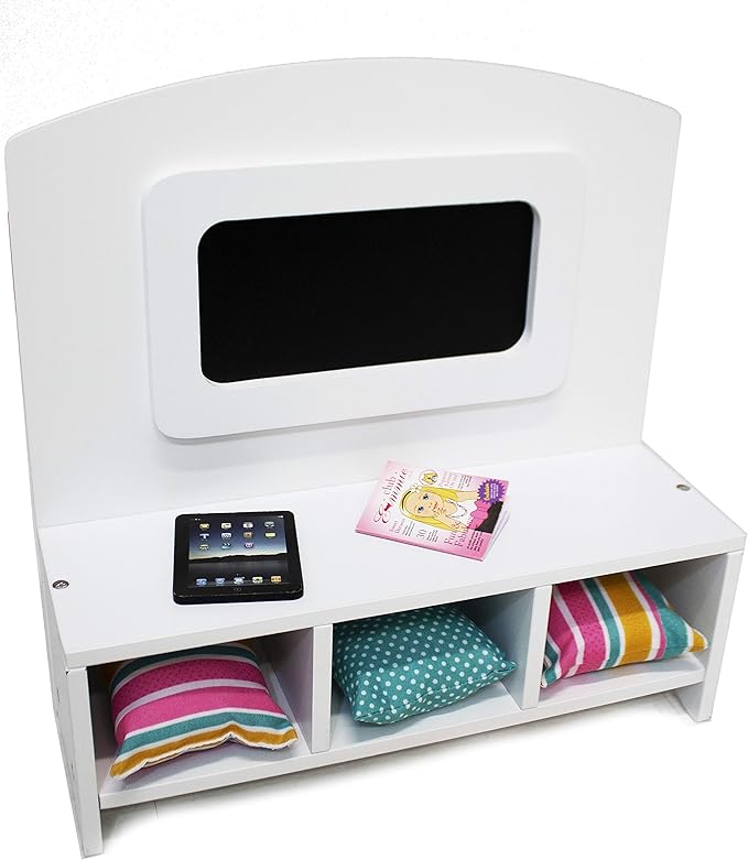 Playtime by Eimmie 18 Inch Doll Furniture Couch & Living Room Set – Wooden Playset with TV & Pet Accessories, Fits American, Generation, My Life & Similar 14”-18” Dolls