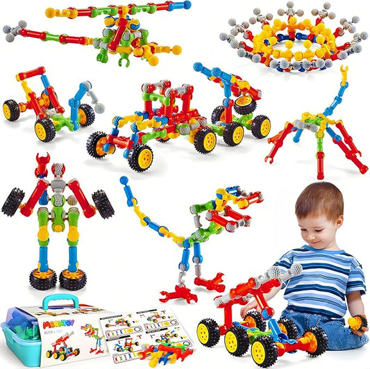 MOONTOY STEM Toys for 3 4 5 6 7 8+ Year Old Boy Girl Birthday Gift, 110 Pcs Stem Kits Blocks Building Toys for Kids Ages 4-8 3-5 5-7 4-6 6-8 Erector Set Educational Construction Creative Games