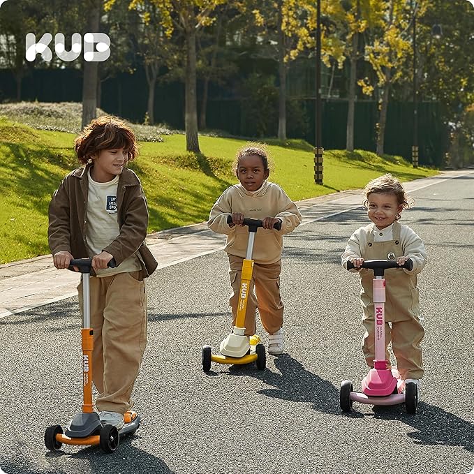 Kids Scooter, 3 LED Lighted Wheels, Any Height Adjustable Handlebar & Lean-to-Steer, Anti-Slip Deck, Easy-Fold Mechanism, Three-Wheel Scooter for Kids Ages 3-14