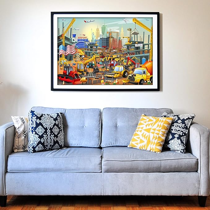 Think2Master Construction in New York City, USA 100 Pieces Jigsaw Puzzle Fun Educational Toy for Kids, School & Families. Great Gift for Boys & Girls Ages 4+ to Stimulate Learning. Size:23.4” X 16.5”