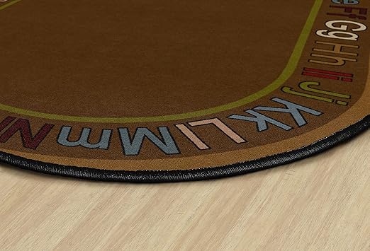 Flagship Carpets Know Your ABCs Educational Oval Area Rug for Home Learning or Classroom Mat, Kids Room or Playroom Carpet, 6' x 8'4",Earth Tones