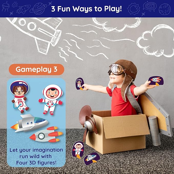 Jumbo 70 Piece Round Floor Puzzles for Kids Ages 3-5, 6-8, Large Jigsaw Puzzle with Solar System and Planets, Educational Flash Cards and 3D Figures Educational Gift