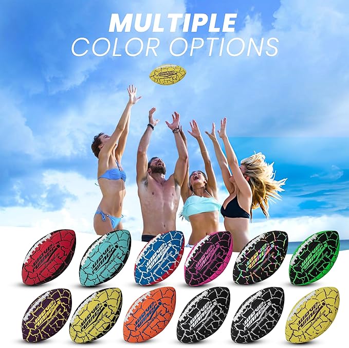 Wave Runner Grip It Waterproof Junior Size Football, 9.25 Size, Durable & Double Laced, Perfect for Beach Accessories, Kids Games, Pool Toys, Outdoor Games, All-Weather Indoor & Outdoor Play