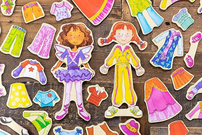 Bendon TS Shure Daisy Girls 40-Piece Wooden Magnetic Dress Up Doll 50463