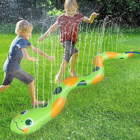 95" × 12" Extra Large Snake Sprinkler for Kids - Inflatable Kids Sprinkler for Yard, Toddler Water Outdoor Toys, Durable Splashing Fun Summer Toys for Garden Lawn, Attaches to Garden Hose