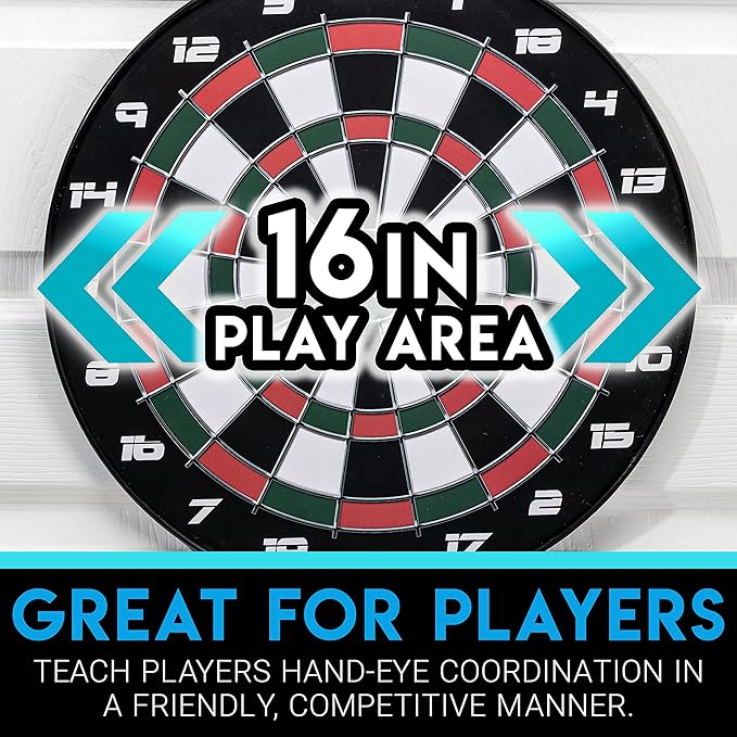 Franklin Sports Magnetic Soft Tip Dartboard Set - Indoor Dart Board + Darts Set for Family + Adults - Magnetic Board + (6) Darts Included