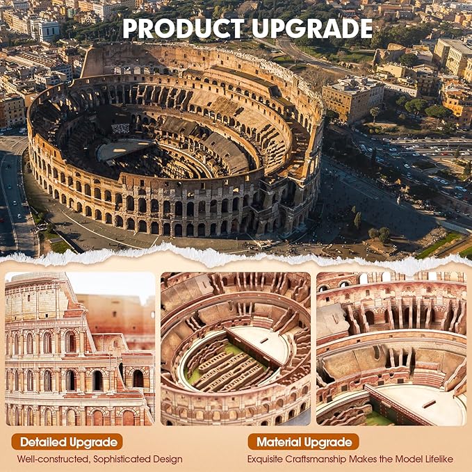 CubicFun 3D Puzzles for Adults Kids New Version Italy Rome Colosseum Jigsaw Puzzle DIY Building Model Kit Easter Gift for Boys Girls Age 10+, 163 Pieces Puzzles for Kids Ages 8-10 Dad's Gift