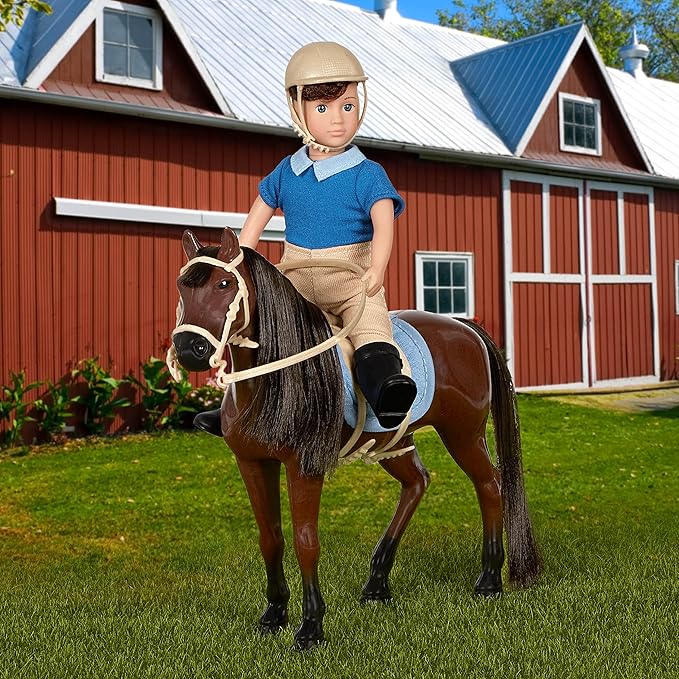 Lori Dolls – Brian & Barnaby – Mini Boy Doll & Toy Horse – 6-inch Doll & Dark Bay Thoroughbred Horse – Set with Clothes, Animal & Accessories – Playset for Kids – 3 Years +