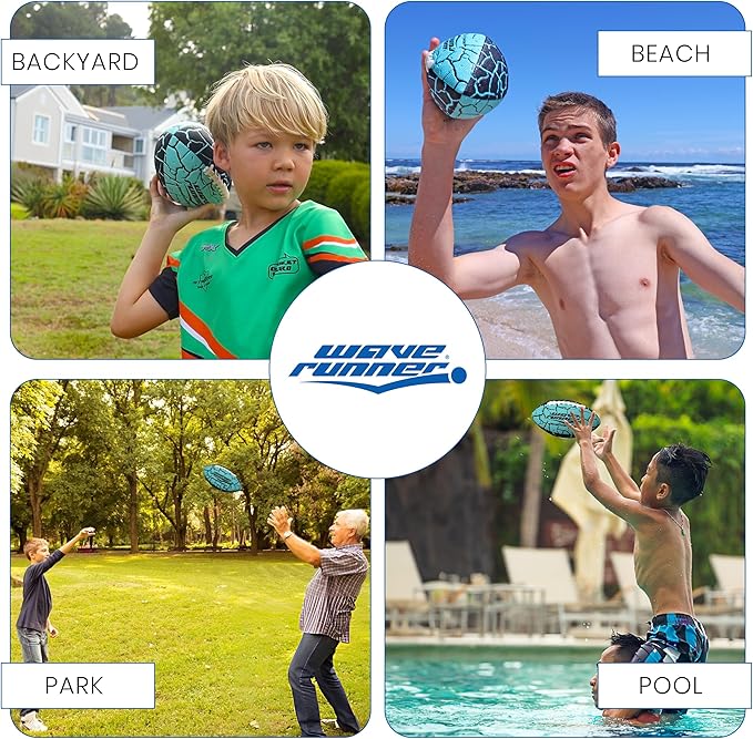 Wave Runner Grip It Waterproof Junior Size Football, 9.25 Size, Durable & Double Laced, Perfect for Beach Accessories, Kids Games, Pool Toys, Outdoor Games, All-Weather Indoor & Outdoor Play
