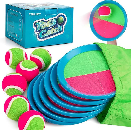 Toss and Catch Ball Set for Toddlers, Kids and Adults - 6 Pack - Kids Toys Outdoor Indoor - Sturdy & Water-Resistant, Great Game for Beach, Pool and Yard - Classic Gift for Boys Girls