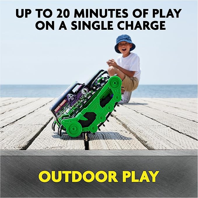 Monster Jam, Official Grave Digger Trax All-Terrain Remote Control Outdoor Vehicle, 1:15 Scale, Kids Toys for Boys and Girls Ages 4 and up