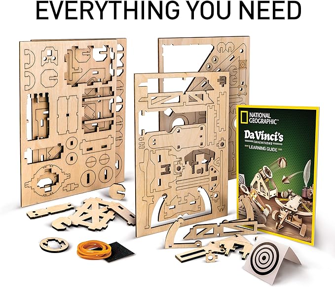 NATIONAL GEOGRAPHIC Da Vinci Model Kit - Catapult Kit for Kids, 3D Puzzle Building Toy for Boys and Girls, Wood Building Kit for Kids, A Great STEM Project, Engineering Model Kit (Amazon Exclusive)