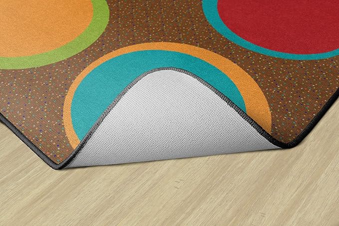 Flagship Carpets Sitting Spots Seating Rectangle Area Rug for Children's Classroom or Kids Playroom, and Home Learning Carpet, Seats 30, 10'6" x 13'2", Brown