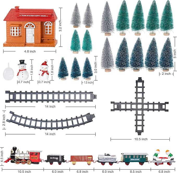 Christmas Toy Train Set, Electric Train Gift with Light, Music & Real Smoke, Travel Train Toys with steam Locomotive, Present for Boys and Girls