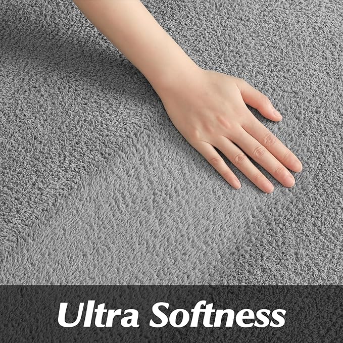 FlyDOIT Round Area Rugs for Bedroom Living Room, 5x5 Grey Super Soft Comfy Thickened Memory-Foam Indoor Circle Carpets, Modern Aesthetic Minimalist Carpet for Boys Girls Adults Nursery Home Décor