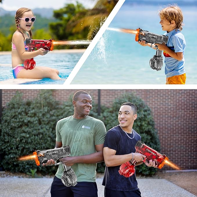 2025 New Upgrade Electric Water Guns for Adults Kids, Light Up Most Powerful Full Automatic Water Squirt Gun, Long Range Auto Classic Powerful Strongest Water Blaster, Outdoor Pool Gift Toy