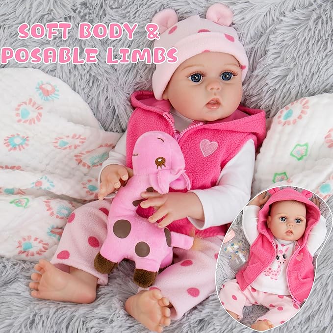 Milidool Lifelike Reborn Baby Doll 18 in Full Body Soft Vinyl Realistic Baby Girl,Poseable Anatomically Baby Dolls That Look Real Girls Babies Realistic Baby Dolls Girl Newborn Toddler for Kids Age 3+