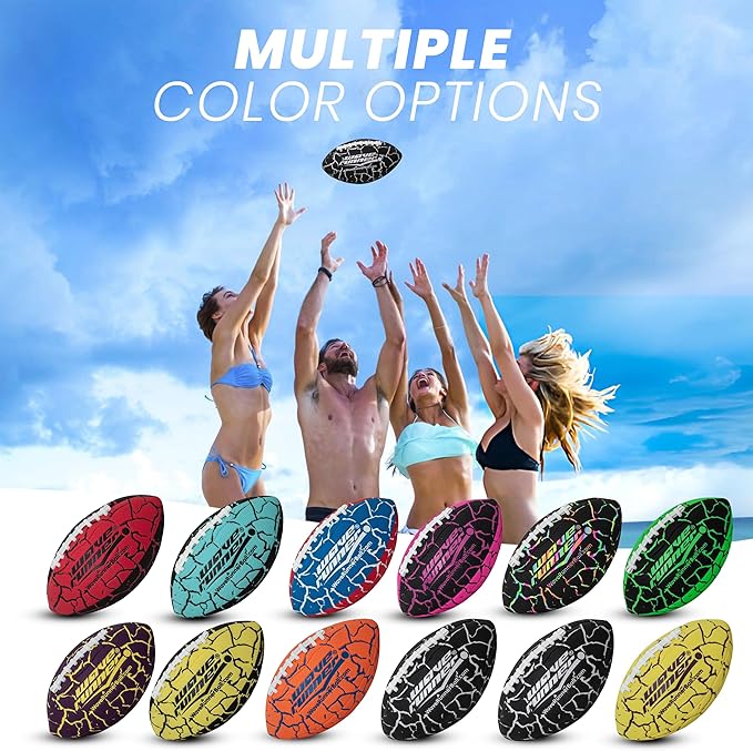 Wave Runner Grip It Waterproof Junior Size Football, 9.25 Size, Durable & Double Laced, Perfect for Beach Accessories, Kids Games, Pool Toys, Outdoor Games, All-Weather Indoor & Outdoor Play