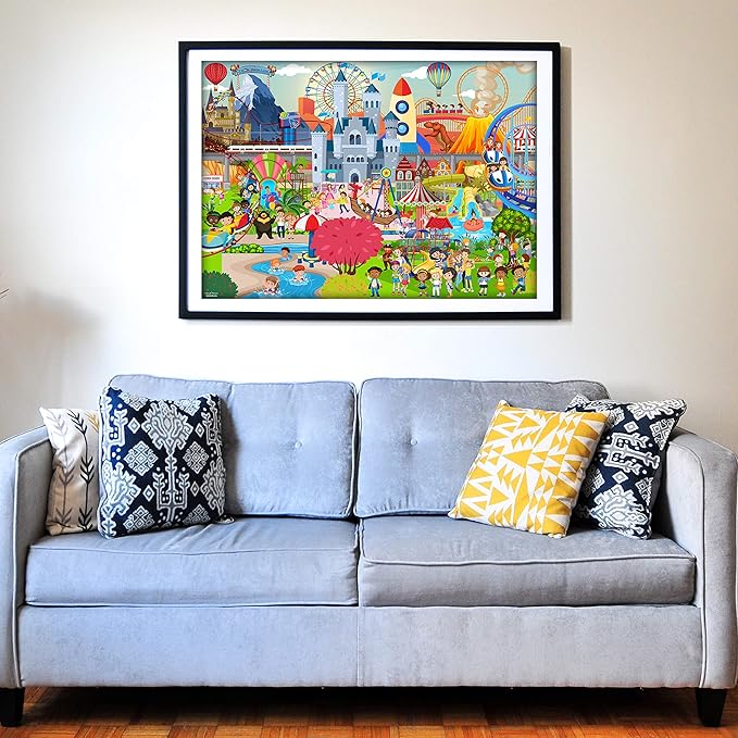 Think2Master Amusement Park 100 Pieces Jigsaw Puzzle Fun Educational Toy for Kids, School & Families. Great Gift for Boys & Girls Ages 4-8 to Stimulate Learning. Size:23.4” X 16.5”