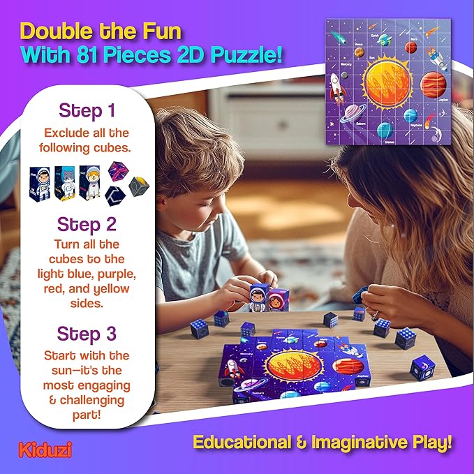 Magnetic Building Blocks – Space Adventure Edition - 100-Piece STEM Toy for Kids 3-10+ - Creative - Screen-Free Fun - 1 inch Strong Magnets, Durable & Travel-Friendly - Great Gift for Boys & Girls