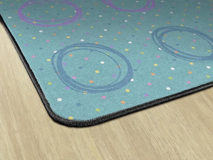 Flagship Carpets Smiley Circle Sampler Abstract Educational Area Rug for Kids Room Seating Décor, Children's Classroom, Play Carpet for Teaching and Playroom, Seats 20, 6' x 8'4", Blue & Multi