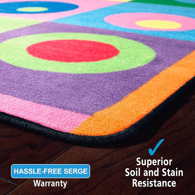 Flagship Carpets Multi Silly Circles Colorful Abstract Children's Classroom Area Rug for Kids Room Seating Décor, Play Carpet for Teaching and Playing, (Seats 30), 7'6" x 12', Rectangle