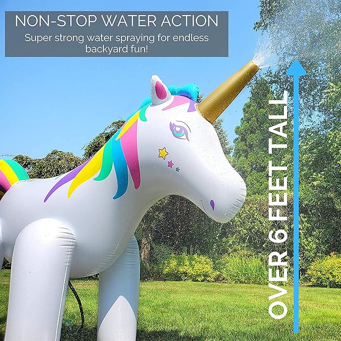 SWIMLINE Humongous Backyard Unicorn Sprinkler for Outdoor Fun and Adventure | Included Anchor Set, Standard Hose Connection, 6 Feet Tall | for Kids and Family Activity and Action