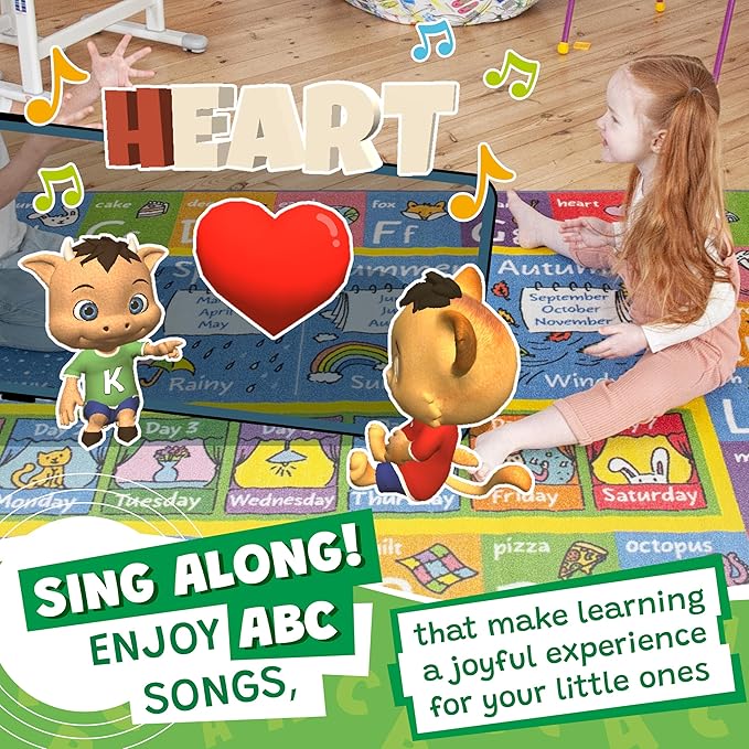 KC Cubs Playtime Collection ABC Alphabet, Seasons, Months and Days of The Week Educational Learning & Game Area Rug Carpet for Kids and Children Bedrooms and Playroom