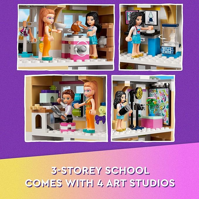 LEGO Friends Emma's Art School House Set 41711, Creative Arts & Crafts Toy with 3 Mini-Dolls, Accessories and DOTS Decor, Birthday Gift Idea for Kids 8-12 Years Old