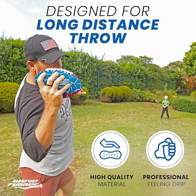 Wave Runner Grip It Waterproof Junior Size Football, 9.25 Size, Durable & Double Laced, Perfect for Beach Accessories, Kids Games, Pool Toys, Outdoor Games, All-Weather Indoor & Outdoor Play