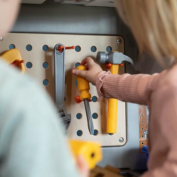 Step2 Deluxe Kids Workshop, Indoor/Outdoor Tool Bench for Children, Interactive Play with Sounds, Made of Durable Plastic, Includes 50 Piece Toy Accessories, For Toddlers 3+ Years Old