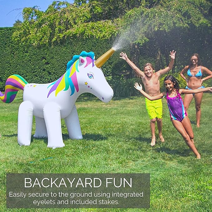 SWIMLINE Humongous Backyard Unicorn Sprinkler for Outdoor Fun and Adventure | Included Anchor Set, Standard Hose Connection, 6 Feet Tall | for Kids and Family Activity and Action