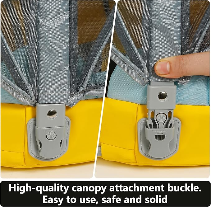 Mambobaby Float Add Tail Baby Swim Float with Canopy Solid Pool Infant Swim Trainer Swimming Training Lying Air Free Water Floats Non-Inflatable Waist Swim Ring for Toddlers (Bee)