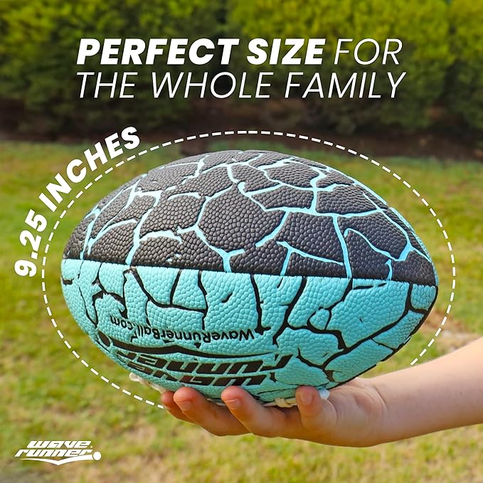 Wave Runner Grip It Waterproof Junior Size Football, 9.25 Size, Durable & Double Laced, Perfect for Beach Accessories, Kids Games, Pool Toys, Outdoor Games, All-Weather Indoor & Outdoor Play