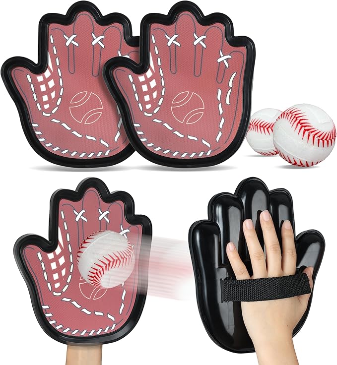 Toss and Catch Ball Game for Kids 3-8, Pool & Beach Ball Game, Outdoor Sports Toy with 2 Soft Sticky Balls & 2 Upgraded Paddles, Ages 3-8+