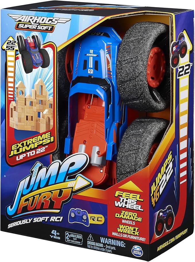 Air Hogs Super Soft, Jump Fury with Zero-Damage Wheels, Extreme Jumping Remote Control Car, Kids Toys for Kids 4 and up, 1:15 Scale