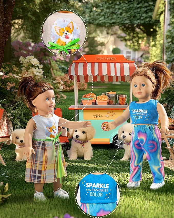 American 18-Inch Doll Clothes, 8 Sets Doll Clothing and Accessories for 18 inch Doll, Baby Doll Dress up Toys for Girls Kids