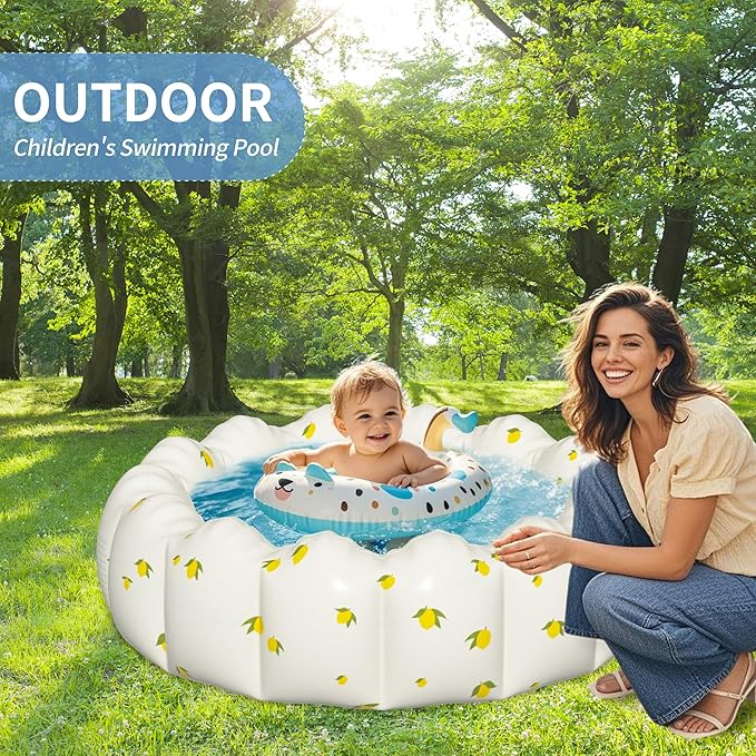 40" Extra Large Inflatable Baby Pool, Portable Toddler Pool, Piscina para Bebes Suit for Ages 0-3 Years Girls and Boys, Garden and Backyard Summer Water Party(Yellow Mango)