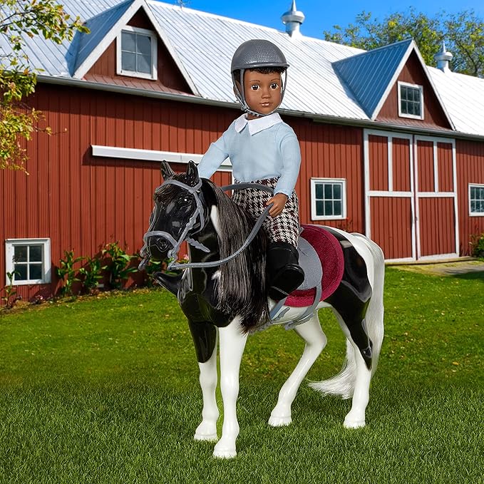 Lori – Mini Boy Doll & Toy Horse – 6-inch Doll & Black Pinto Horse – Set with Clothes, Animal & Accessories – Playset for Kids – 3 Years + – Landon & Luna