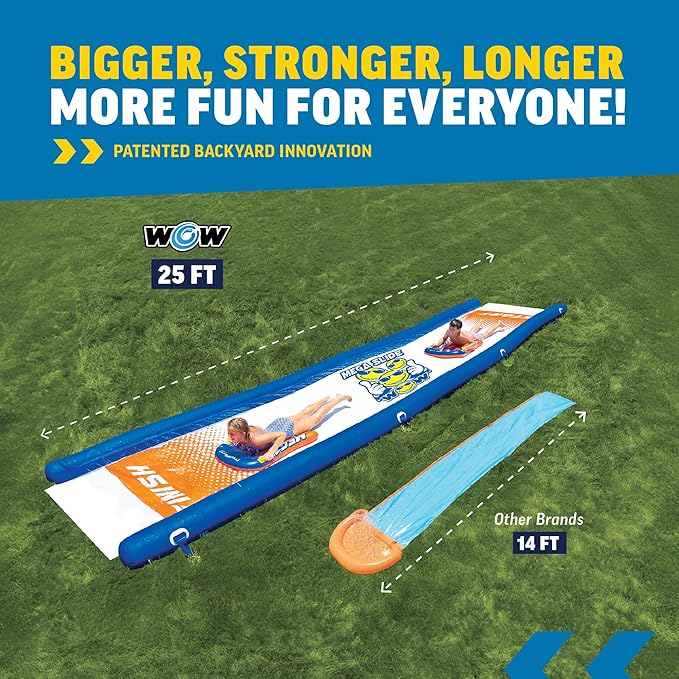 Wow Sports Mega Water Slide Giant Backyard Slide with Sprinkler, Slip and Slide for Adults and Kids, Extra Long 25 ft x 6 ft