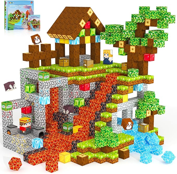 Magnetic Blocks, Magnetic Tiles Building Blocks, Magnet Cubes Toddler Kids Toys, Sensory STEM Toys for 3-5 4-6 5-7 6-8 Year Old Boys Girls Easter Birthday Gifts Travel Outdoor Kids Games (0.8IN/2CM)