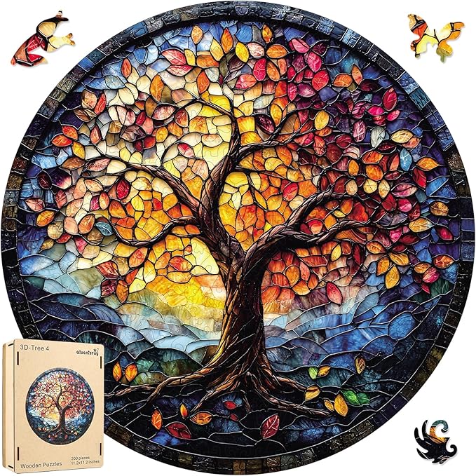 Puzzles for Adults 500 Pieces, Mosaic Tree of Life Wooden Jigsaw Puzzles,16.5x16.5in, Royal, Unique Shape Adult Puzzles, Irregular Wood Creative for Adults and Kids Family Game