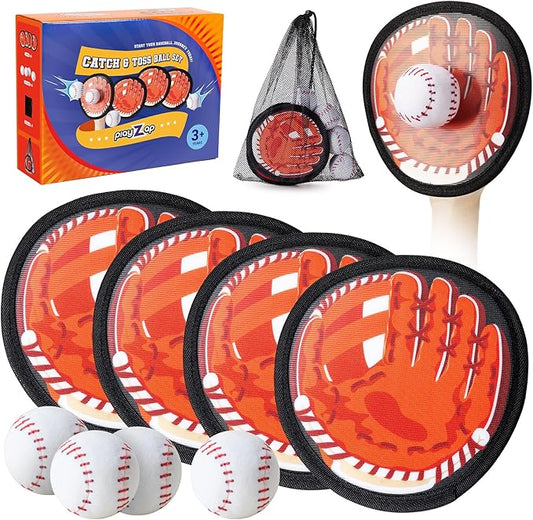 Toss and Catch Ball Set - Soft & Safe Toddler Baseball Gloves for Beginners - Kids Games Toys Indoor Outdoor - Water-Resistant Great for Yard Beach Pool - Boys Girls Birthday Gift