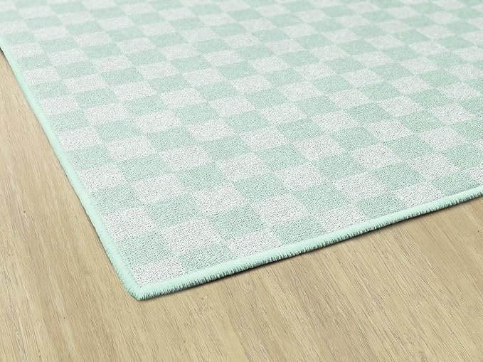 Flagship Carpets Schoolgirl Style Mint Checkerboard Educational Area Rug for Kids Room Seating Décor, Children's Classroom, Play Carpet for Teaching and Playroom, 5' x 7'6", Green
