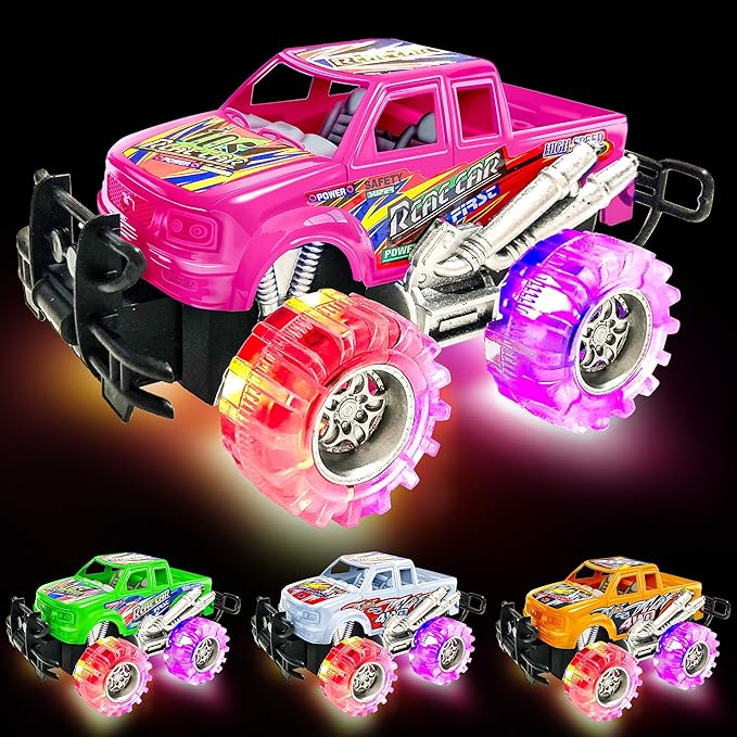 ArtCreativity Light Up Monster Trucks - 6 Inch Toy Cars for 2 Year Old Boys,- Push n Go Car Toys for Boys 3-5 Years Old,- Light Up Toys for Kids, Best Gift for Kids Age 3-6 Years Old & Up