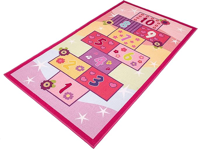 Booooom Jackson Hopscotch Kid Rug,40''x70'' Kids Preschool Rugs for3, 4, 5, 6, and 7 Year Olds,Rainbow Rug for Girls Bedroom and Kids playroom and Classroom