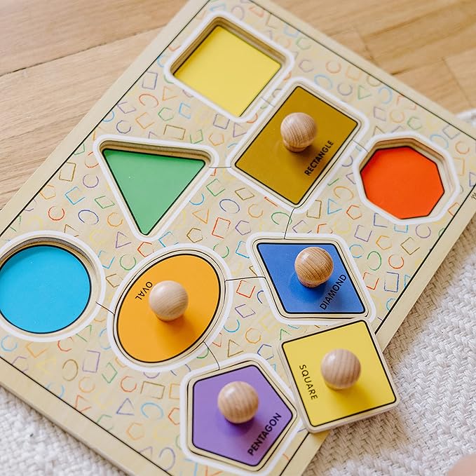Melissa & Doug Deluxe Jumbo Knob Wooden Puzzle - Geometric Shapes (8 pcs)