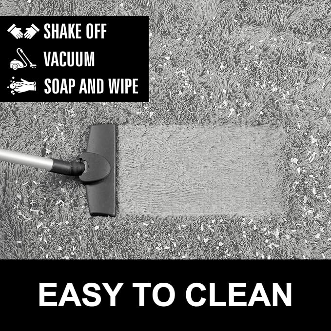 LOCHAS Luxury Round Fluffy Area Rugs for Bedroom Kids Girls Room Nursery, Super Soft Circle Rug, Cute Shaggy Carpet for Children Living Room, 4x4 Feet Grey